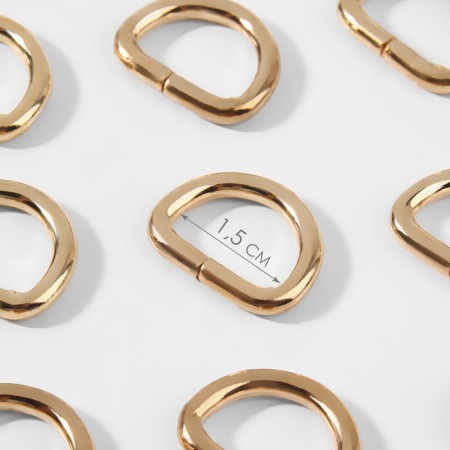 Semi -ring for bags, d = 15 mm, thickness - 3 mm, 10 pcs, gold color