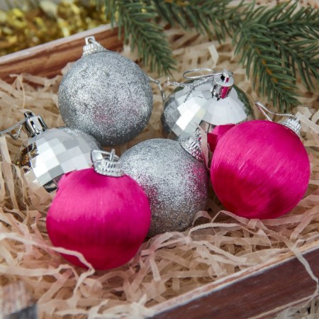 Set of balls plastic D-4.5 cm, 6 pcs "Erian" Malino-Serebriya