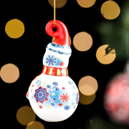 Christmas tree toy "Snowman", 6cm, ceramics-3