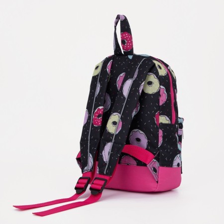 Baby backpack on lightning, external pocket, reflective strip, black/pink color-3