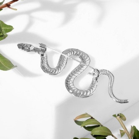 Brooch "Snake" winding, silver color-1