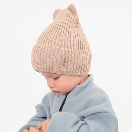 Children's hat minku, size 46-48, beige color-2