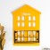 Wall -wall decor with a shelf tree "House" yellow 31x9.4x22.2 cm