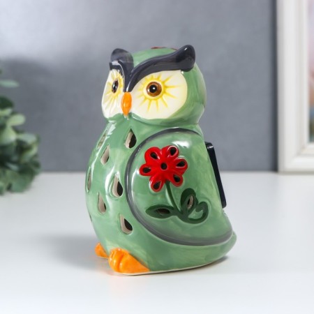 Souvenir Ceramics Light "Green Filin with Flower" from the solar battery 13.5x9.5 cm-2