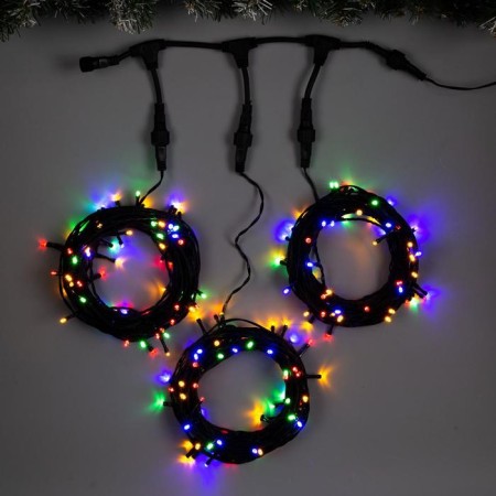 Girlyanda "Clip-Light" 3 threads of 10 m, IP44, UMS, dark thread, 198 LED, glow of multi, 8 modes, 24 V