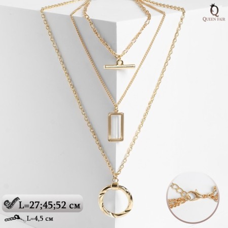Piece "chain" frame with a ring, color gold, l = 52 cm