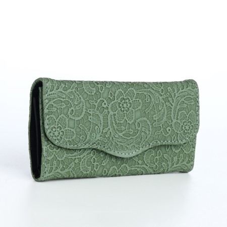 Women's wallet on magnet, green color