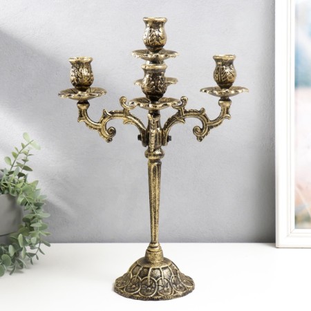Summary Metal for 5 candles "Royal" Golden Patina 43x29x29 cm-2