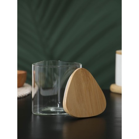 Glass Bank for bulk products with bamboo cover Bellatenero "Eco. Triangle ", 500 ml, 10 × 10.8 cm-3