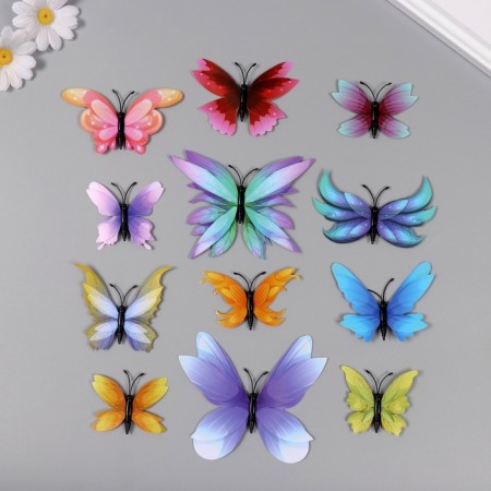 Magnet Plastic "Bright butterflies" set 12 pcs