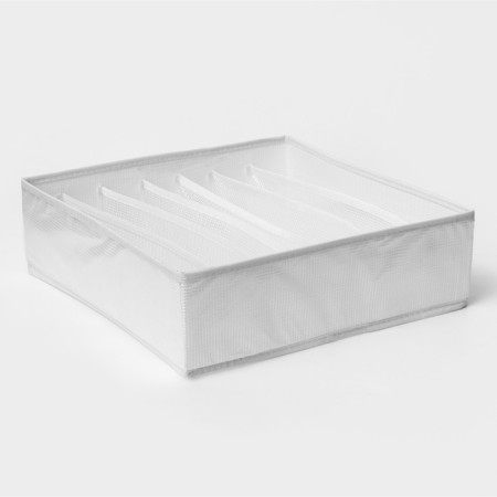 Organizer for storing linen LadOM, 7 cells, 32 × 32 × 10 cm, white color-3