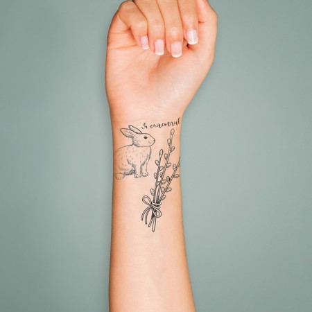 Tattoo on the body Black Rabbit and Werlet 10x10 cm-2