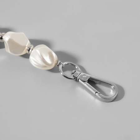 Handle for bags, mother -of -pearl beads, 26 cm, white/silver color-2