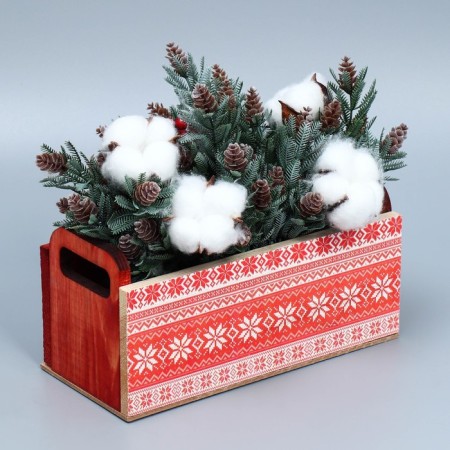 Wooden box with handles "Red", 24.5 × 5 × 10 cm