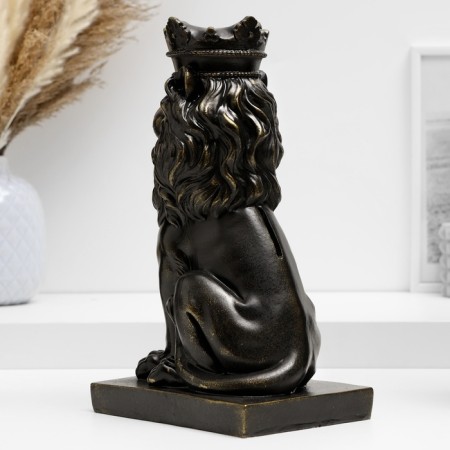 The piggy bank "Leo with the crown" black with gilding, 23cm-2