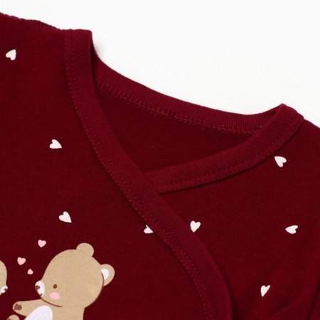 Body-kimono children with a long sleeve "Bear", burgundy color, height 56-1