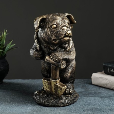 Steam for the little things "Pug with a basket on the back" 13x24x25 cm, bronze with gilding-2