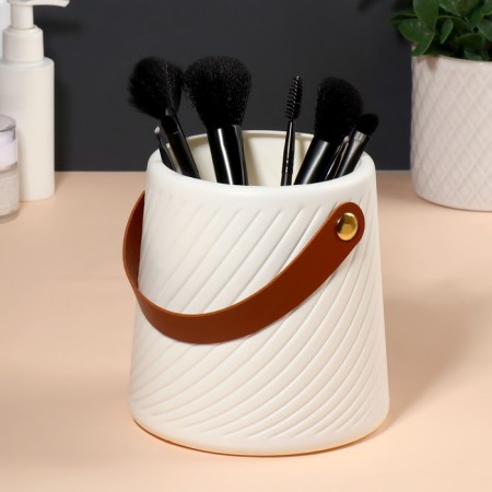 Storage stand, 12.5 × 14.5 × 14.5 cm, white/brown color-2
