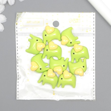 Decor for creativity plastic "Green Elephant" 2.4x2.4x1.5 cm-3