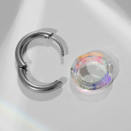 Piercing in the ear "Ring" Saturn, d = 17 mm, rainbow color in silver-1