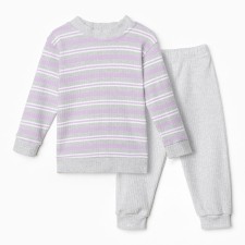 Kit for children (sweatshirt, trousers), lilac color, height 98 cm