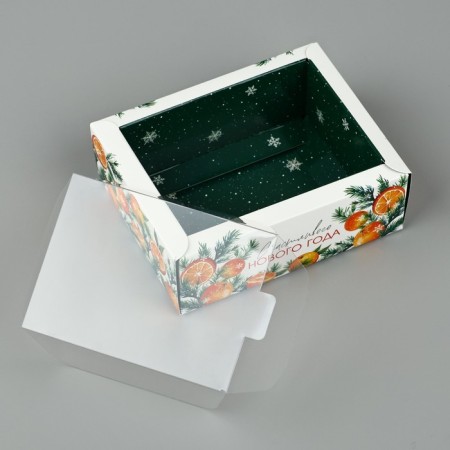 Folding box with a plastic cover of the "Happy New Year", 11.5 x 9 x 4 cm, New Year-4