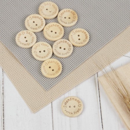 A set of wood straps "Hand Made with Love", 2.5 × 2.5 cm, 10 pcs