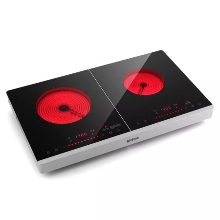 Infrared plate KitFort KT-147, 1800 watts, 2 burners, 1 program, black-silvery