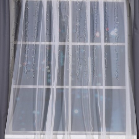 Garland "Curtain" 1.5 × 1 m, IP20, transparent thread, 180 LED, glow blue, 8 modes, 220 V-2