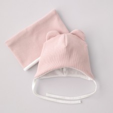 Kinderlitto Orsetto Kinderlitto kit, 2 items: hat, snood, age 3-6 months, color pink powder