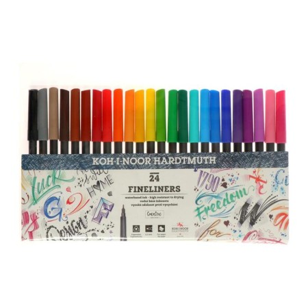A set of capillary pens 24 colors, 0.3 mm Koh-I-Noor Fineliners 7021, plastic packaging
