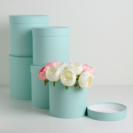 Set of round boxes 5 in 1 "paints", turquoise, 25 x 25 x 25 - 19 x 19 x 19 cm