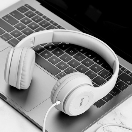 Hoco W21 headphones, wired, invoices, with a microphone, jack 3.5 mm, 1.2 m, gray-3