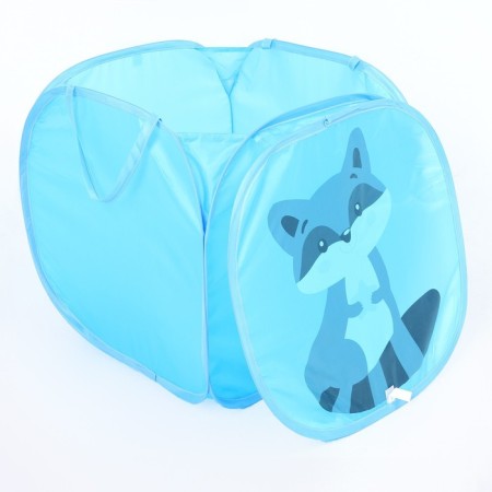 A basket for storing toys "Raccoon" with a lid, 45 x 45 x 43 cm, blue-6