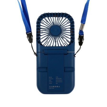 Portable F30 fan, Power Bank 3000 mAh, 3 modes, USB, folding, blue-7