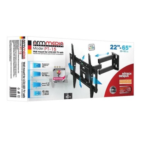 Arm Media PT-15, up to 35 kg, 32-55 ", wall-mounted, turn and tilt, black-3