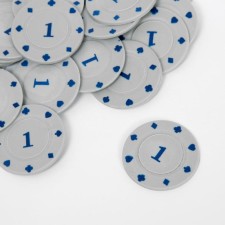 A set of chips with a face value of 1, plain, gray, in a set 25 pcs.
