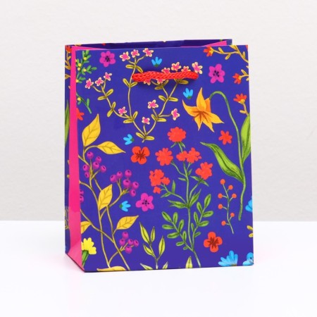 Gift packet "Flower pattern on purple" 11.5 x 14.5 x 6.5 cm