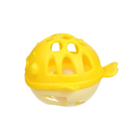 Silicone teether for teeth with a rattle of “fish”, in the case, yellow color, crumb I-8