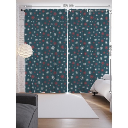 Photostes "Snowflakes on a blue background", Saten, size 145x265 cm, 2 pcs