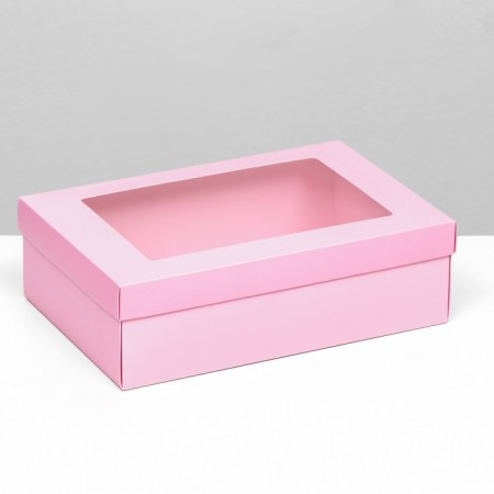 Gift folding box, packaging, "pink", with a window of 30 x 20 x 9 cm