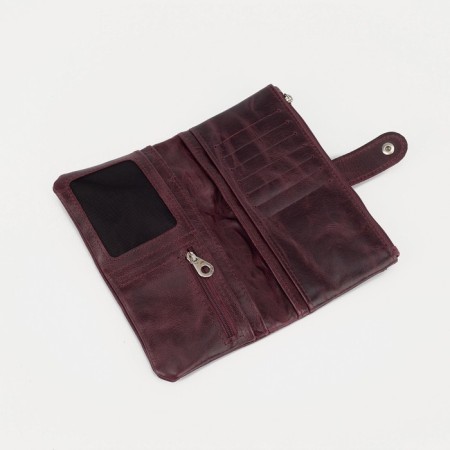 Women's wallet on the button, burgundy color-2