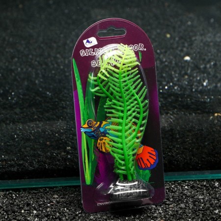 Silicone aquarium plant, luminous in the dark, 4.5 x 15 cm, green-3
