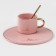 Coffee steam ceramic “love”, 3 objects: mug 200 ml, saucer d = 20 cm, spoon h = 14 cm, pink color