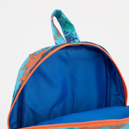 Baby backpack on a zipper, an external pocket, a reflective strip, the color of turquoise-6