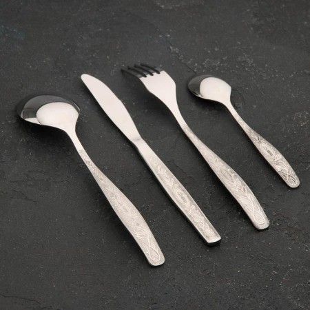 Dining table "Uralochka", 24 items, thickness 2 mm, cardboard box, silver color-1