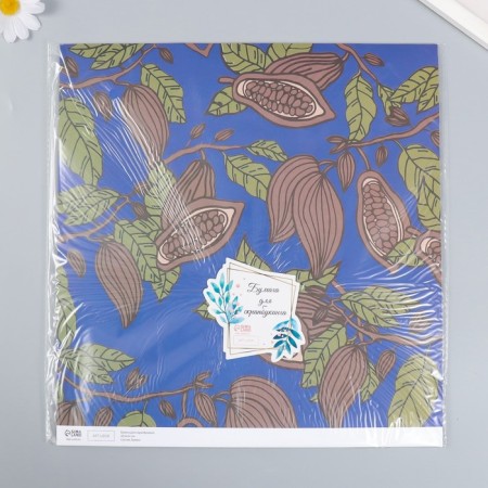 Scrapbooking paper "Cocoa on blue" density 180 g 30.5x32 cm-3
