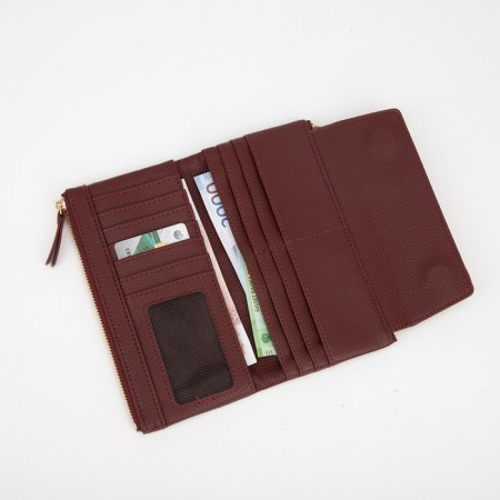 Women's wallet on magnets, burgundy color-4