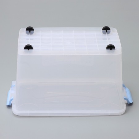 Storage container with a lid Ricco, 35 l, 50 × 31 × 28 cm, on wheels, color transparent-3