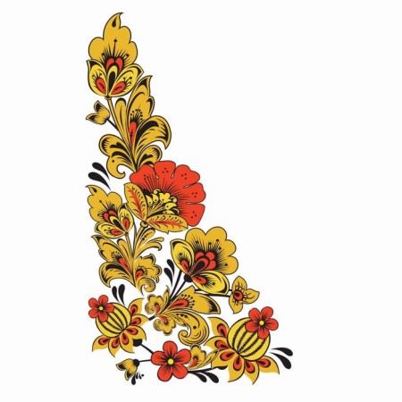 Thermalrotransfer "Khokhloma flowers", corner on the right, 15 x 30 cm, set 10 pcs.-1